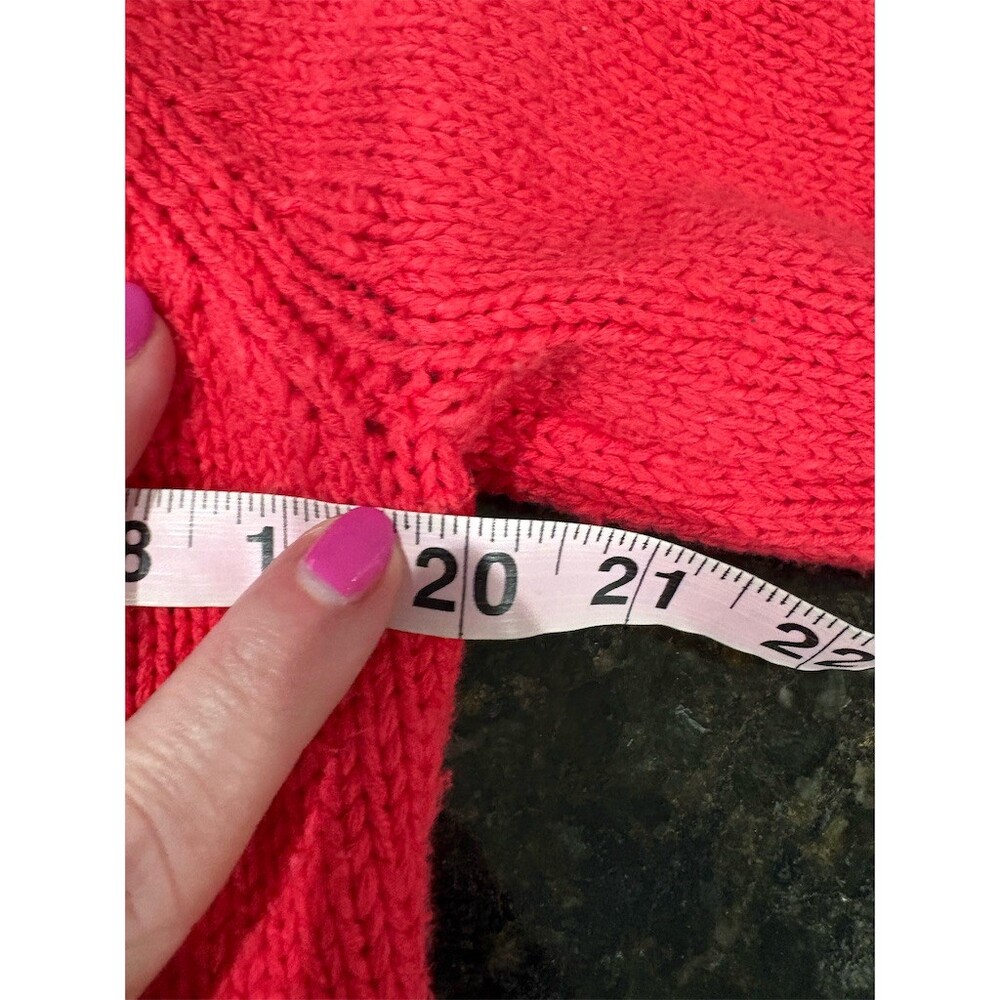 L.L.Bean Sweater Womens Size L Orange Mock Neck Chunky Knit Pullover - Picture 6 of 7